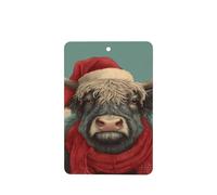 Lot de 4 désodorisants de voiture vintage en forme de vache dans un bonnet de Père Noël - Cartes parfumées à suspendre - Pour tablettes d'aromathérapie de voiture