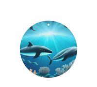 Lot de 4 désodorisants de voiture « Whales under the sea » - Longue durée - Parfumé à la lavande - Pour intérieur de véhicule - Impression double face - Décoration parfumée pour voiture, maison