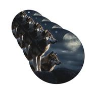 Lot de 4 désodorisants de voiture Wolves in the Moonlight - Cartes parfumées à suspendre - Tablettes d'aromathérapie pour voiture, armoire, salle de bain, voiture, miroir intérieur