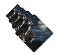 Lot de 4 désodorisants de voiture Wolves in the Moonlight - Cartes parfumées à suspendre - Tablettes d'aromathérapie pour voiture, armoire, salle de bain, voiture, miroir intérieur