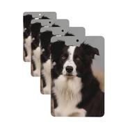 Lot de 4 désodorisants décoratifs pour voiture - Longue durée - Parfum à suspendre - Border Collie - Tablettes d'aromathérapie pour rétroviseur - Pour homme et femme