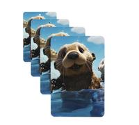 Lot de 4 désodorisants décoratifs pour voiture - Longue durée - Parfum à suspendre - Charmante loutre de mer - Tablette d'aromathérapie - Pendentif pour rétroviseur - Pour homme et femme