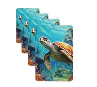 Lot de 4 désodorisants décoratifs pour voiture - Longue durée - Parfum à suspendre - Dauphins - Tortue de mer - Récif de corail - Tablettes d'aromathérapie - Pendentif de rétroviseur - Pour homme et