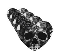 Lot de 4 désodorisants décoratifs pour voiture - Longue durée - Parfum à suspendre - Noir - Tête de mort - Rose - Pour aromathérapie - Pendentif de rétroviseur - Pour homme et femme