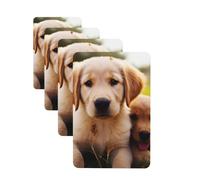 Lot de 4 désodorisants décoratifs pour voiture - Longue durée - Parfum à suspendre - Parfum mignon Golden Retriever - Chiot d'aromathérapie - Tablettes d'aromathérapie - Pendentif pour rétroviseur