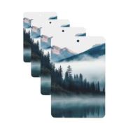 Lot de 4 désodorisants décoratifs pour voiture - Longue durée - Parfum à suspendre - Parfumé - Montagnes brumeuses - Paysage de voiture - Aromathérapie - Pour rétroviseur - Pour homme et femme