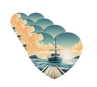 Lot de 4 désodorisants décoratifs pour voiture - Longue durée - Parfum à suspendre - Thème bateau - Thème paysage marin - Tablettes d'aromathérapie - Pendentif de rétroviseur - Pour homme et femme