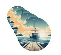 Lot de 4 désodorisants décoratifs pour voiture - Longue durée - Parfum à suspendre - Thème bateau - Thème paysage marin - Tablettes d'aromathérapie - Pendentif de rétroviseur - Pour homme et femme