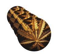 Lot de 4 désodorisants décoratifs pour voiture - Longue durée - Parfum cannabis doré - Tablettes d'aromathérapie - Pendentif de rétroviseur - Pour homme et femme