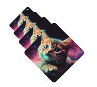 Lot de 4 désodorisants décoratifs pour voiture - Longue durée - Parfum galaxie chat bébé - Tablette d'aromathérapie - Pendentif rétroviseur - Pour homme et femme