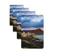 Lot de 4 désodorisants décoratifs pour voiture - Longue durée - Parfum horizon hawaïen - Tête de diamant - Volcan - Aromathérapie - Pour rétroviseur - Pour homme et femme