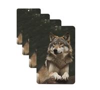 Lot de 4 désodorisants décoratifs pour voiture - Longue durée - Parfum loup gris - Tablettes d'aromathérapie pour rétroviseur - Pour homme et femme