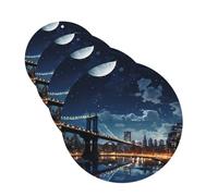 Lot de 4 désodorisants décoratifs pour voiture - Longue durée - Parfum lune - Lumière de la lune - New York City - Tablettes d'aromathérapie - Pendentif pour rétroviseur - Pour homme et femme