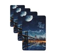 Lot de 4 désodorisants décoratifs pour voiture - Longue durée - Parfum lune - Lumière de la lune - New York City - Tablettes d'aromathérapie - Pendentif pour rétroviseur - Pour homme et femme