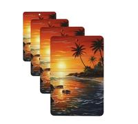 Lot de 4 désodorisants décoratifs pour voiture - Longue durée - Parfum palmier soleil paysage - Tablettes d'aromathérapie - Pendentif de rétroviseur - Pour homme et femme