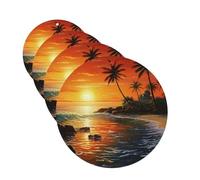 Lot de 4 désodorisants décoratifs pour voiture - Longue durée - Parfum palmier soleil paysage - Tablettes d'aromathérapie - Pendentif de rétroviseur - Pour homme et femme