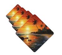Lot de 4 désodorisants décoratifs pour voiture - Longue durée - Parfum palmier soleil paysage - Tablettes d'aromathérapie - Pendentif de rétroviseur - Pour homme et femme