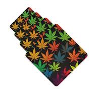 Lot de 4 désodorisants décoratifs pour voiture - Longue durée - Parfumé - Feuilles de cannabis colorées - Tablettes d'aromathérapie - Pendentif de rétroviseur - Pour homme et femme