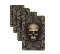 Lot de 4 désodorisants décoratifs pour voiture - Longue durée - Parfumé - Papier peint gothique - Tête de mort - Tablettes d'aromathérapie - Pendentif de rétroviseur - Pour homme et femme