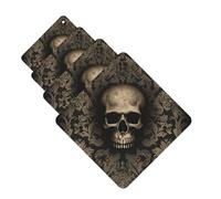 Lot de 4 désodorisants décoratifs pour voiture - Longue durée - Parfumé - Papier peint gothique - Tête de mort - Tablettes d'aromathérapie - Pendentif de rétroviseur - Pour homme et femme