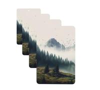 Lot de 4 désodorisants décoratifs pour voiture - Longue durée - Parfumé - Paysage - Voiture de montagne - Aromathérapie - Pendentif de rétroviseur - Pour homme et femme