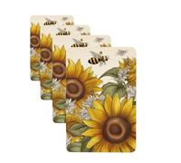 Lot de 4 désodorisants décoratifs pour voiture - Longue durée - Parfumés - Abeille - Tournesols - Marguerite - Fleurs de rose - Tablettes d'aromathérapie - Pendentif de rétroviseur - Pour homme et
