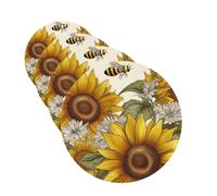 Lot de 4 désodorisants décoratifs pour voiture - Longue durée - Parfumés - Abeille - Tournesols - Marguerite - Fleurs de rose - Tablettes d'aromathérapie - Pendentif de rétroviseur - Pour homme et