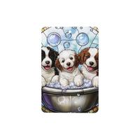 Lot de 4 désodorisants en verre teinté avec 3 chiots dans la baignoire, cartes parfumées à suspendre, cartes parfumées pour tablettes d'aromathérapie de voiture