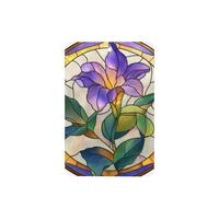 Lot de 4 désodorisants en verre teinté avec fleurs violettes et feuilles vertes pour voiture, cartes parfumées à suspendre, cartes parfumées pour tablettes d'aromathérapie de voiture