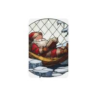 Lot de 4 désodorisants en verre teinté Père Noël allongé dans un hamac pour voiture, cartes parfumées à suspendre, cartes parfumées pour tablettes d'aromathérapie de voiture