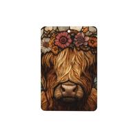 Lot de 4 désodorisants en verre teinté pour voiture Motif vache des Highlands