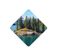 Lot de 4 désodorisants pour voiture, à suspendre, avec pastilles parfumées, motif « Île des esprits dans un lac », à fixer au rétroviseur intérieur, pour femmes et hommes.