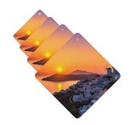 Lot de 4 désodorisants pour voiture, cartes parfumées à suspendre, motif île de Grèce, coucher de soleil, paysage à suspendre, parfum durable, aromathérapie, pour rétroviseur de voiture, penderie et