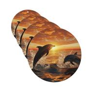 Lot de 4 désodorisants pour voiture - Cartes parfumées à suspendre - Pour SUV, dauphins sautant hors de l'eau au coucher du soleil - Tablettes d'aromathérapie - Pour chambre à coucher, armoire