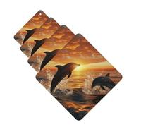 Lot de 4 désodorisants pour voiture - Cartes parfumées à suspendre - Pour SUV, dauphins sautant hors de l'eau au coucher du soleil - Tablettes d'aromathérapie - Pour chambre à coucher, armoire