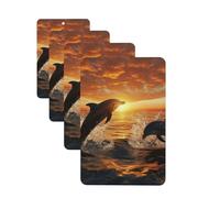 Lot de 4 désodorisants pour voiture - Cartes parfumées à suspendre - Pour SUV, dauphins sautant hors de l'eau au coucher du soleil - Tablettes d'aromathérapie - Pour chambre à coucher, armoire