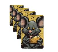 Lot de 4 désodorisants pour voiture - Cartes parfumées à suspendre - Pour SUV, rat mange un morceau de fromage, aromathérapie, voiture, miroir intérieur - Pour chambre à coucher, armoire, armoire à