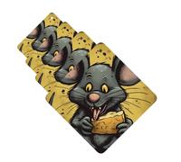 Lot de 4 désodorisants pour voiture - Cartes parfumées à suspendre - Pour SUV, rat mange un morceau de fromage, aromathérapie, voiture, miroir intérieur - Pour chambre à coucher, armoire, armoire à