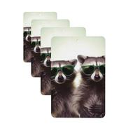 Lot de 4 désodorisants pour voiture, cartes parfumées drôles de raton laveur vert, cartes parfumées à suspendre, parfum durable, tablettes d'aromathérapie, pendentif pour rétroviseur de voiture
