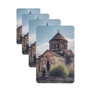 Lot de 4 désodorisants pour voiture, église arménienne, cartes parfumées à suspendre, parfum durable, aromathérapie, tablettes d'aromathérapie, pendentif pour rétroviseur de voiture, armoire à