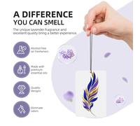 Lot de 4 désodorisants pour voiture Feather of Golden Royal Blue Violet, cartes parfumées à suspendre pour tablettes d'aromathérapie de voiture