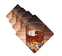 Lot de 4 désodorisants pour voiture, liqueur brune dans une tasse, cartes parfumées à suspendre, parfum durable, aromathérapie, tablettes d'aromathérapie, pendentif pour rétroviseur de voiture