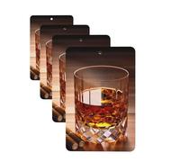 Lot de 4 désodorisants pour voiture, liqueur brune dans une tasse, cartes parfumées à suspendre, parfum durable, aromathérapie, tablettes d'aromathérapie, pendentif pour rétroviseur de voiture