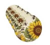 Lot de 4 désodorisants pour voiture - Longue durée - Double face - À suspendre - Carte parfumée - Abeille - Tournesols - Marguerite - Fleurs de rose - Tablettes d'aromathérapie de voiture - Pendentif