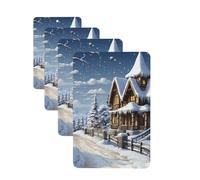 Lot de 4 désodorisants pour voiture - Longue durée - Double face - À suspendre - Carte parfumée de Noël - Scène heureuse - Tablette d'aromathérapie de voiture - Pendentif pour rétroviseur de voiture