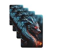 Lot de 4 désodorisants pour voiture - Longue durée - Double face - À suspendre - Carte parfumée - Dragon - Tablette d'aromathérapie - Pour rétroviseur de voiture - Pour homme et femme