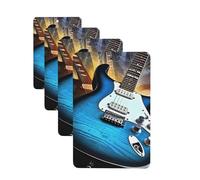 Lot de 4 désodorisants pour voiture - Longue durée - Double face - À suspendre - Carte parfumée magique - Guitare électrique - Musique - Tablette d'aromathérapie - Pour rétroviseur de voiture