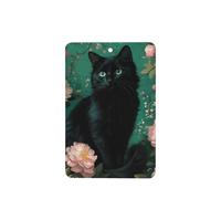 Lot de 4 désodorisants pour voiture Motif chat noir avec de belles fleurs