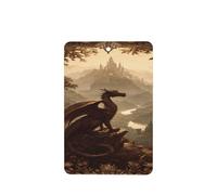 Lot de 4 désodorisants pour voiture Motif dragon majestueux perché sur une falaise rocheuse - Cartes parfumées à suspendre - Cartes parfumées pour tablettes d'aromathérapie de voiture