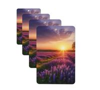 Lot de 4 désodorisants pour voiture, motif lavande prairie au coucher du soleil, printemps, cartes parfumées à suspendre, parfum durable, aromathérapie de voiture, tablettes d'aromathérapie, pendentif